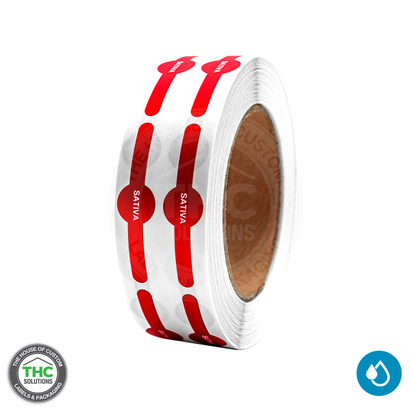 Generic Pre-Roll Tube Tamper Evident Labels - Sativa - 0.61" X 2.5" (1,000 Per Roll)