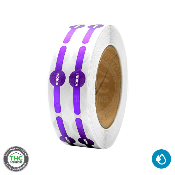 Indica Pre-Roll Tube Tamper Evident Labels - 0.61" X 2.5"