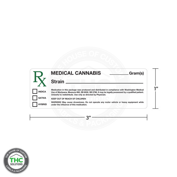 Washington State Medical Label Rx Design, 3" x 1"