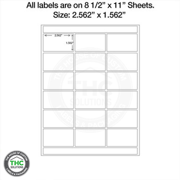 Pressure Sensitive Laser Printable 2.562" x 1.562" (18 per sheet) 1008 p/pk