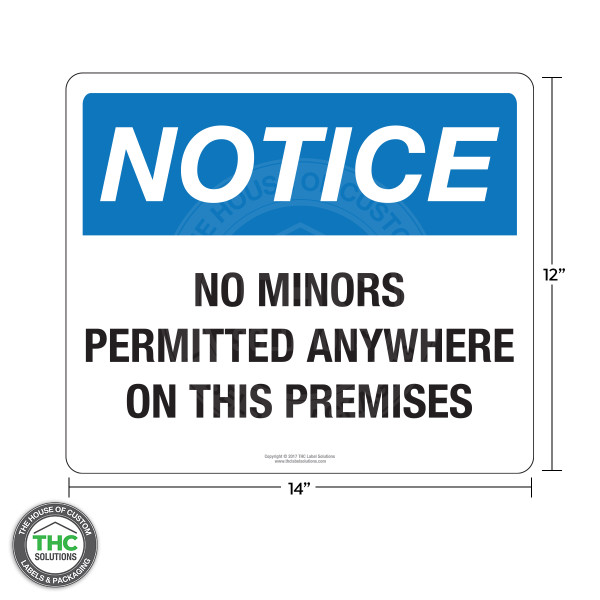 Oregon Notice - No Minors Permitted - 14" X 12" English