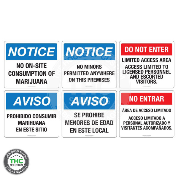 Oregon Storefront Starter Pack - 6 Compliance Signs! - 14" X 12" Aluminum signs