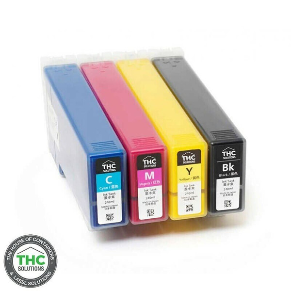 THC HIGH-REZ Printer Pigment Ink Cartridges 4 Color Pack Cyan, Magenta, Yellow, Black