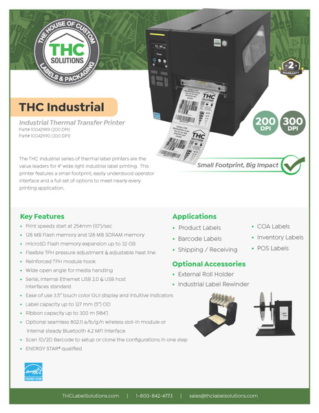 THC Industrial Spec Sheet