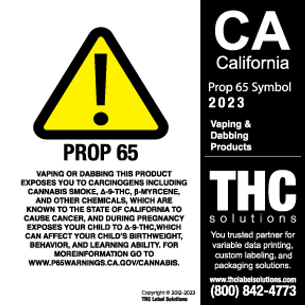 CA - California Prop 65 2023 Warning Symbol THC Solutions free download (Vaping & Dabbing Products)