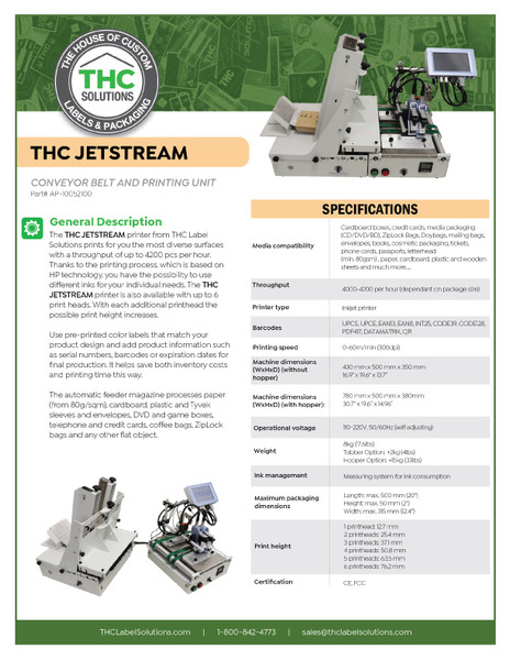 THC JetStream Spec Sheet