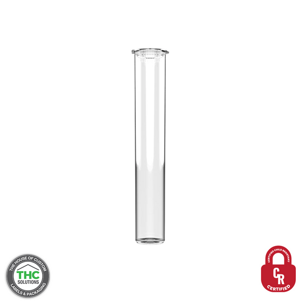 Clear 116mm child resistant pre roll tube closed
