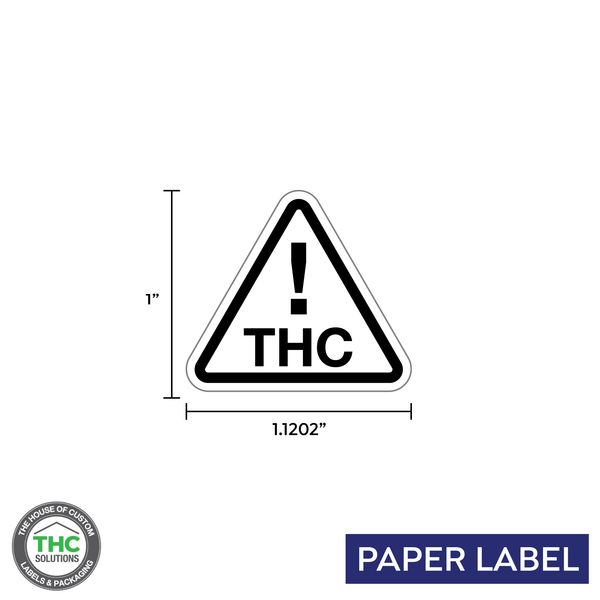 THC Exclamation Black Font and Border Triangle, Generic Paper Label, 1.1202" x 1" (Qty 1,000 Per Roll)