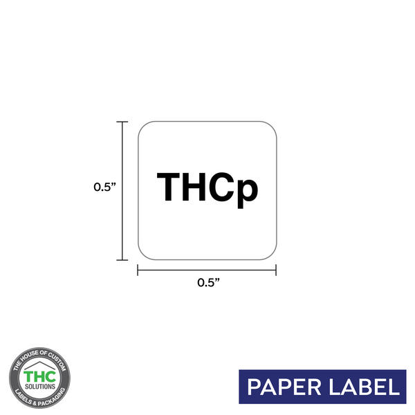 THCp Government Warning Symbol,  Generic Square Paper Label,  0.5" x 0.5" (Qty 1,000 Per Roll)