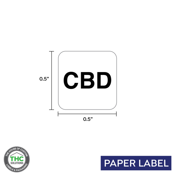 CBD Government Warning Symbol,  Generic Square Paper Label,  0.5" x 0.5" (Qty 1,000 Per Roll)