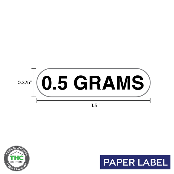 0.5 Grams Product,  Generic Paper Label,  0.375" x 1.5" (Qty 5,000 Per Roll)