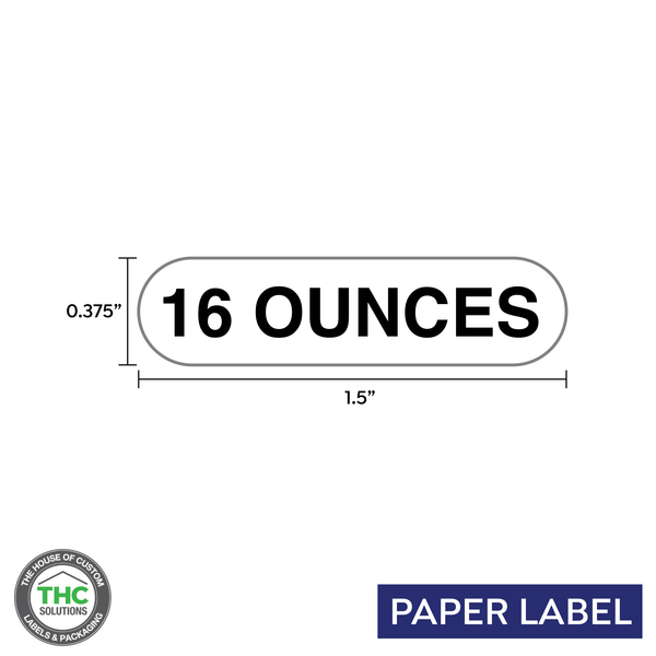 16 Ounces Product, Generic Paper Label,  0.375" x 1.5" (Qty 5,000 Per Roll)